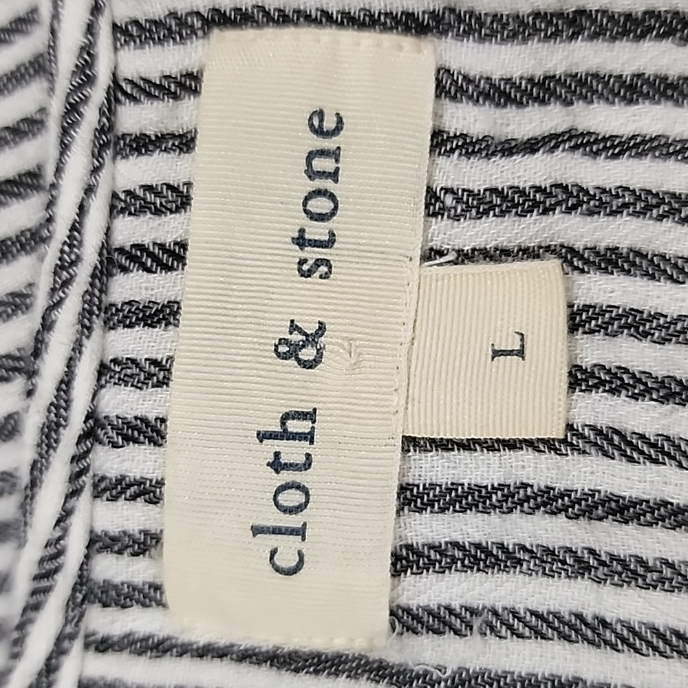 Anthropologie Cloth & Stone Black/White Striped Lace Up Raw Hem Size L Large‎ - Picture 8 of 10